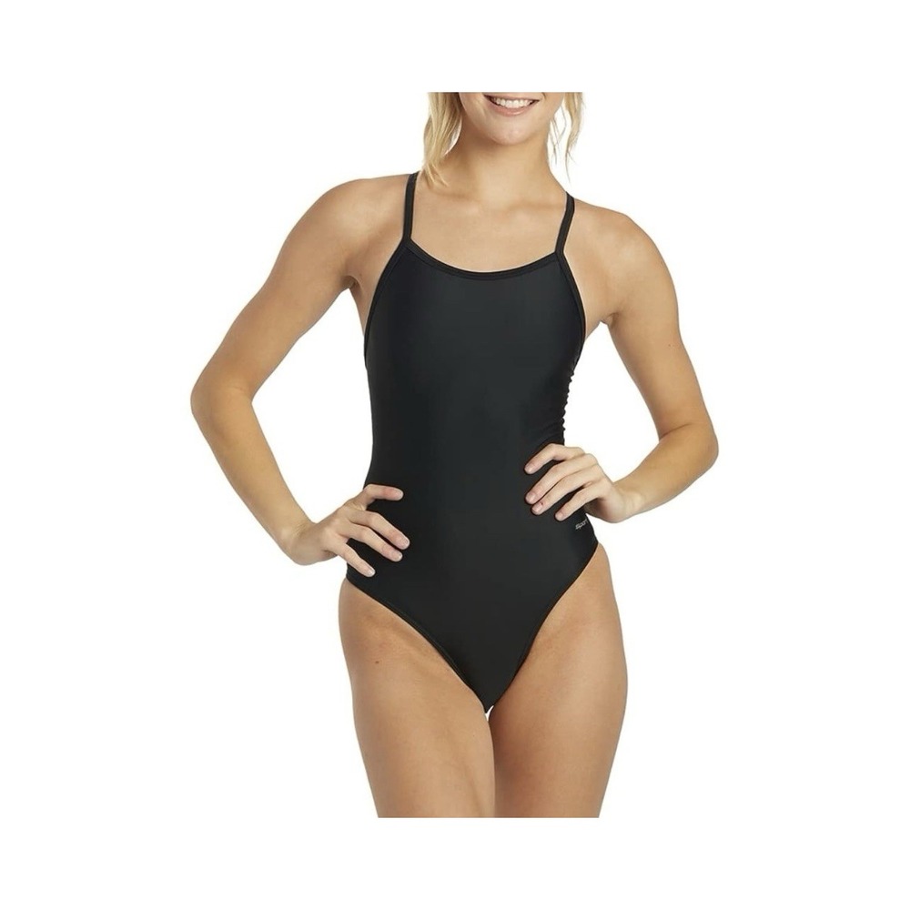 Sporti Thin Strap Athletic One Piece Swimsuit Size 34 Lined Black Beach Vacation